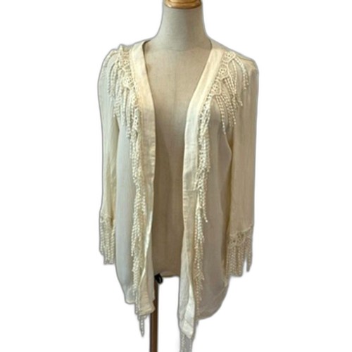 Ark beige fringe cardigan - co,